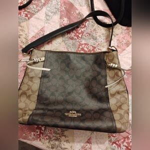 Coach Signature Brown and Black Shoulder Bag